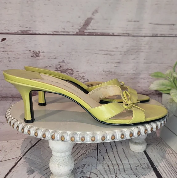 Nine West Mary Knoll Women's Sage Lime Green Slip-on Sandals Size 8M - Picture 2 of 10